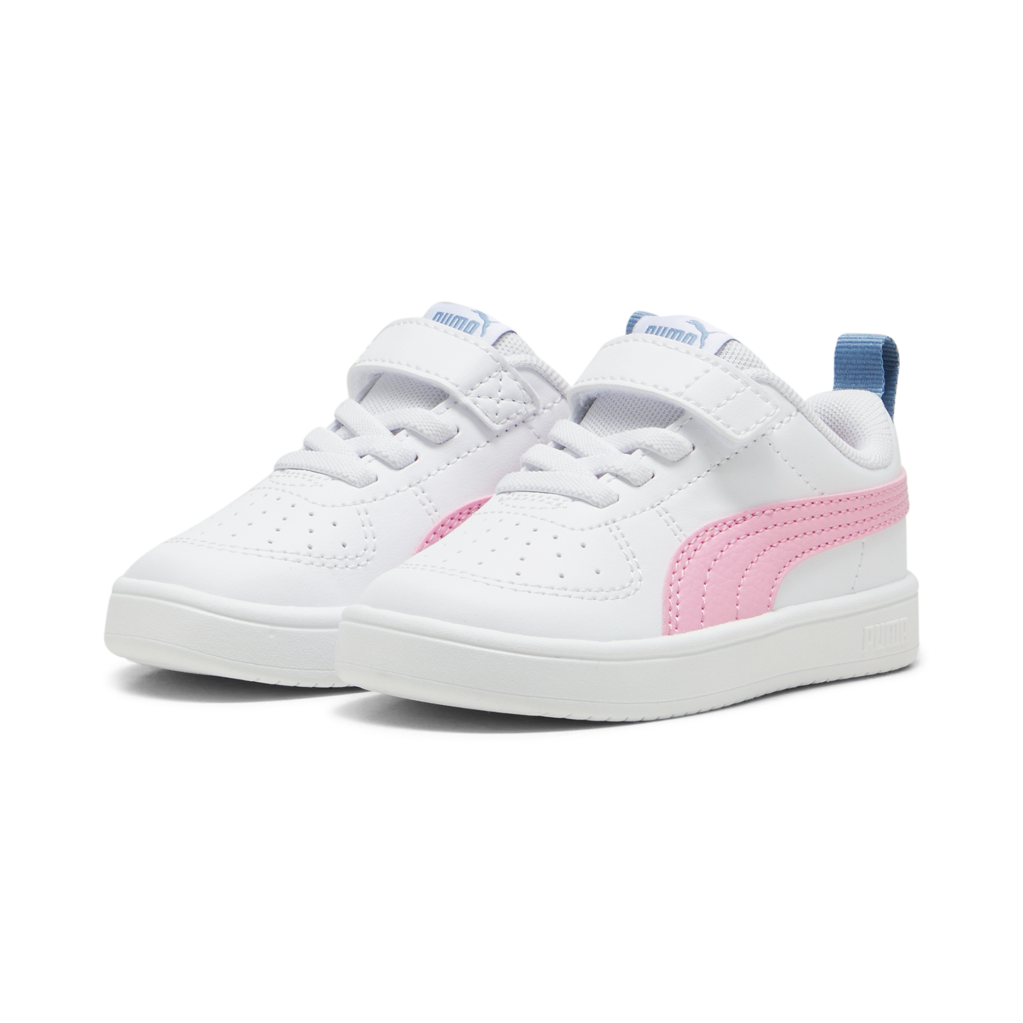 Sneakers primi passi bianche da bambina con striscia a contrasto Puma Rickie AC Inf, Brand, SKU s334000181, Immagine 0